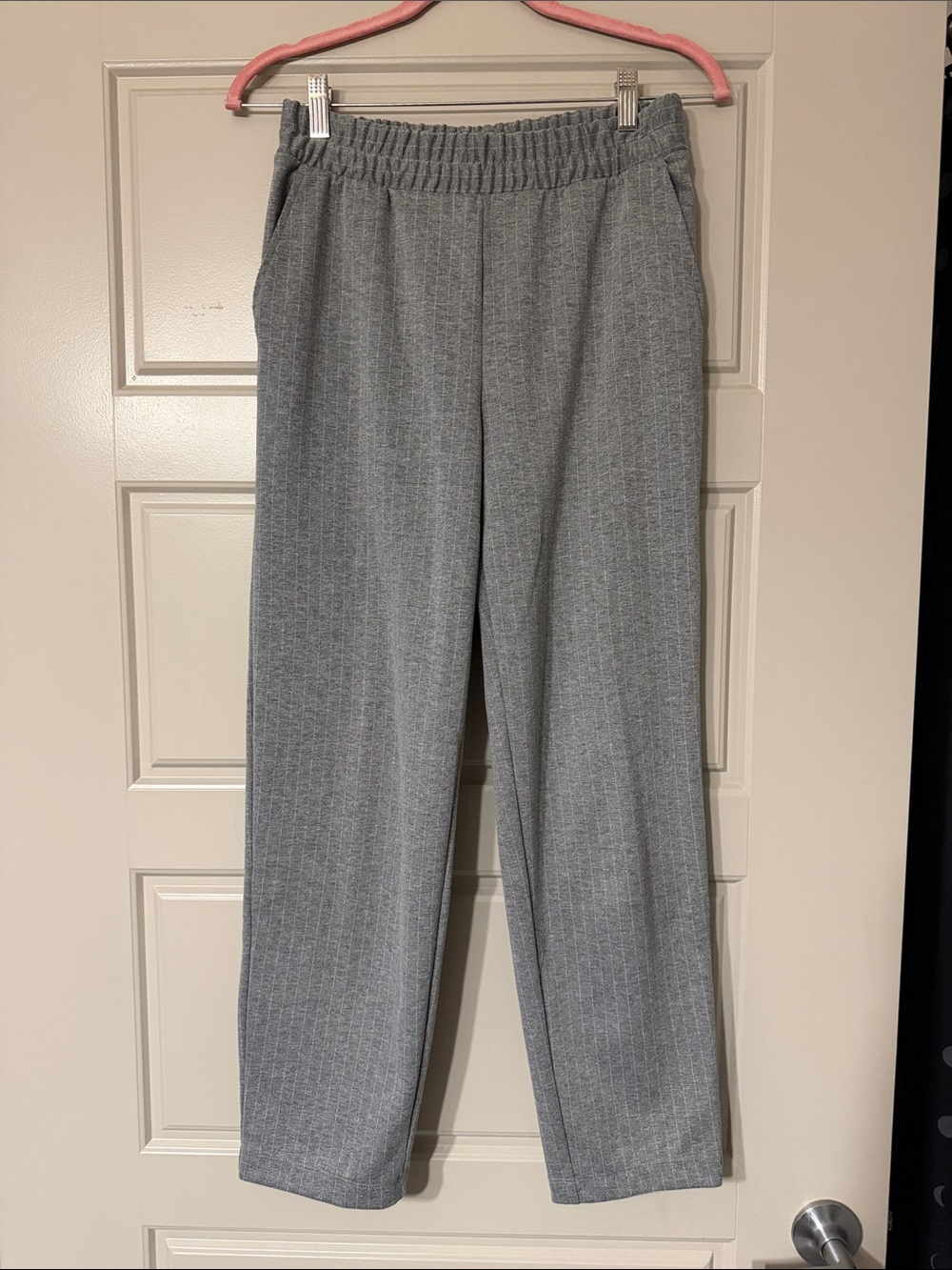 A New Day Gray Pinstripe Elastic Waist Trousers